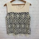 Monteau  dressy sleeveless crochet lace navy blue and off white sleeveless top Photo 0