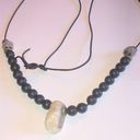 Onyx Natural Quartz Stone & Matte Black Agate  Beads Beaded Boho Tribal Necklace Photo 0