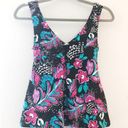 Anne cole  Tankini Top Multicolored Swimwear TOP ONLY Sz M EUC Floral Pink Black Photo 5