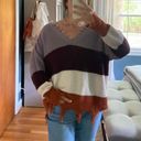 Rue 21 Purple, White, and Orange Striped Sweater Photo 0