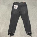 Simple Society  Jeans 9 Junior Black Straight Button Fly Ripped Raw Hem High Rise Photo 9