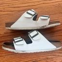 Birkenstock  Arizona White Slip on Leather Sandals Narrow Photo 5