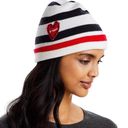 AQUA  x Kerri Rosenthal Striped Heart Patch Beanie, New w/Tag Photo 0