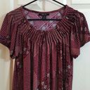 Style & Co Women's  Maroon Cream Blouse Size Medium EUC #0849 Photo 2