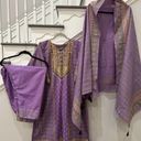 DULL PURPLE PRINTED 3PC SALWAR KAMEEZ DUPATTA SUIT EMB LADIES Size L Photo 0