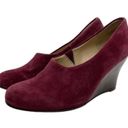 Eileen Fisher Round Toe Slip On Burgundy Suede Wedge Shoes Size 5.5 Photo 0
