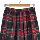 Lands'End VTG  Dark Academia Pleated Red Black Green Tartan Plaid Skirt 100% Wool Photo 6