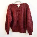 JACK  Winter Sweater Handmade Burgundy Crew Neck 
Puff Sleeve Cable Knit Sz L GUC Photo 0