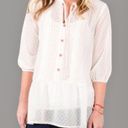 Matilda Jane  Light the Way Pullover Tunic White Pink Sheer Lace Detail Blouse XS Photo 14