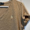 Polo  Ralph Lauren Heathered Brown V-Neck Shirt Cuffed Sleeves Size Med GUC #0843 Photo 2