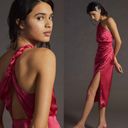 Anthropologie NWT $260  Raspberry One-Shoulder Silk Midi Back Zip Dress 14 Photo 2