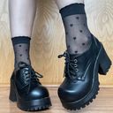 Soda Vintage Y2K Black Faux Leather Chunky Platform Lace Up Heeled Oxford Shoes Photo 0