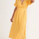 Marine layer Valencia gold yellow shirt sleeve midi wrap sundress M Photo 1