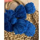 Krass&co Brunna . Rounded Small Straw Tote Purse with Blue Tassels Photo 3