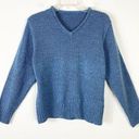 Vintage Blue  Heathered Knit V Neck Sweater Size M Photo 0