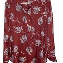 The Loft Women’s dark rust red with blue long sleeve blouse Photo 0