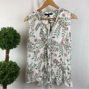 Harvé Benard Harve Bernard White Sleeveless Floral Tie Neck Blouse Top NEW M Photo 3