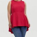 Torrid  NWT Fuchsia Pink Textured Ponte Hi-Lo Peplum Top 3 Photo 0