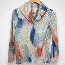 Christopher & Banks  Cowl Neck Top Knit Long Sleeve Watercolor Design Size Small Photo 0