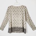 J.Jill (L Petite)  Perfect Pima Tan & Black Floral Long Sleeve Shirt Photo 1