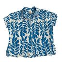 Rachel Zoe  Linen Button Down Short Sleeve Shirt in Botanical Print Size Large Photo 0