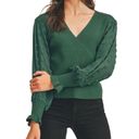 Lush Clothing Lush Green Dot Sleeve Wrap Sweater Photo 0