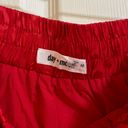 Red Satin Leopard Ruffle Mini Skirt Size M Photo 1