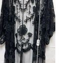 Womens Black Lace Size Xxl Floral Boho Cardigan Sheer Fairycore 2x Duster BBF Photo 3