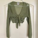 Green Long Sleeve Tie Front Crop Size L Photo 0