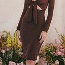 House Of CB  Natalia Chocolate Power Mesh Front Tie Midi Dress Size M Photo 0