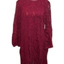 Isaac Mizrahi  LIVE! Burgundy Macrame Lace Sheath Dress Bell Sleeves Size 6 Photo 0