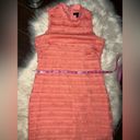 J.Crew  Sheath Dress Coral Pink Fringe Corchet Lined Mock Neck Sleeveless sz 4 Photo 9