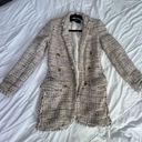 ZARA cream open front gold button tweed long sleeve blazer jacket XS Photo 5