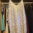 AQUA -white and gold sequin rose dress Photo 2