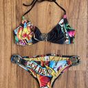 Ed Hardy Vintage Y2K Rare Black Gold Skulls String Triangle Edgy Bikini Set NEW Photo 0