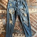 Missguided riot mom jeans with distressed rips in blue Photo 3