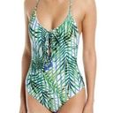 Red Carter  Palm Party Lace Up Maillot One Piece Swimsuit Photo 0