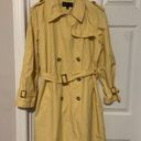 Gallery  Coat Women's Small Yellow Lined Long Jacket Pockets Trenchcoat Career LG Photo 0