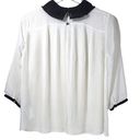 Ted Baker  Jenya Pleated Peter Pan Collar 3/4 Sleeve Blouse in White/Black Photo 6