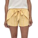 Patagonia  Women’s Garden Island Yellow Striped tie front shorts size large Photo 0