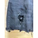 EXPRESS  Women's Size 8 Straight Mini Mid Rise Black Distressed Raw Hem Denim Ski Photo 1