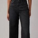 American Eagle SUPER HIGH-RISE BAGGY WIDE LEG ANKLES BLACK SIZE 4 Photo 0