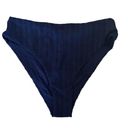 ANDIE  Swim 90s High Waisted Bikini Bottom Navy Eyelet Size Medium Photo 0