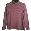 L.L.Bean  Deep Red White Cowl Neck Stripe Blouse M Photo 0