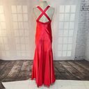 Cache  hot pink satin crystal embellished cross back mermaid ballgown size 4 Photo 4