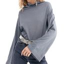 We The Free Grey Bell Sleeve Cowl Neck Top Photo 8