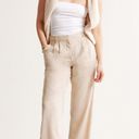 Abercrombie & Fitch Abercrombie Linen-Blend Tailored Wide Leg Pant in Light Beige Photo 0