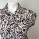 Rachel Zoe NEW  Cream Pink Floral 100% Peplum Cropped Short Sleeve Button Down Photo 2