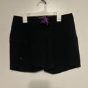 Athleta  Swim Shorts Womens 0 Black Side Pocket Workout Running Drawstring Purple Photo 0