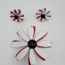 Daisy Womens Jewelry Set White Red Cute Enamel  Flower Pin and Earrings Set Photo 0